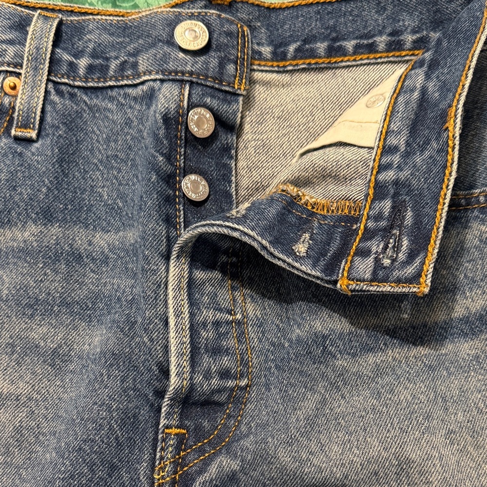 Levi's Dark Blue Ripped Jean Shorts - Picture 4 of 4